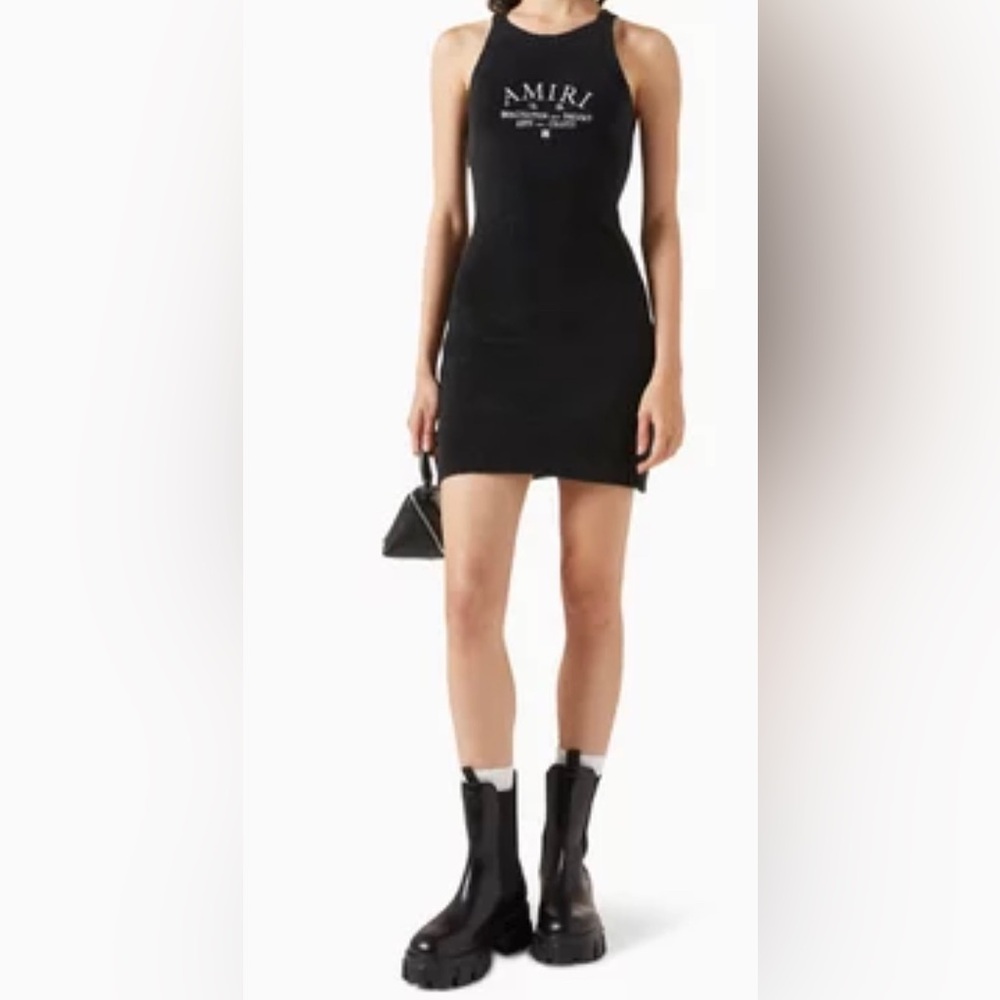 AMIRI Black Ribbed Bodycon Mini Dress - Picture 3 of 8